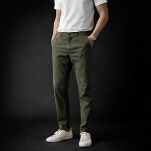 Bonobos Slim Fit Pants Green Chino Stretch 31x30 Olive Casual Men Cotton